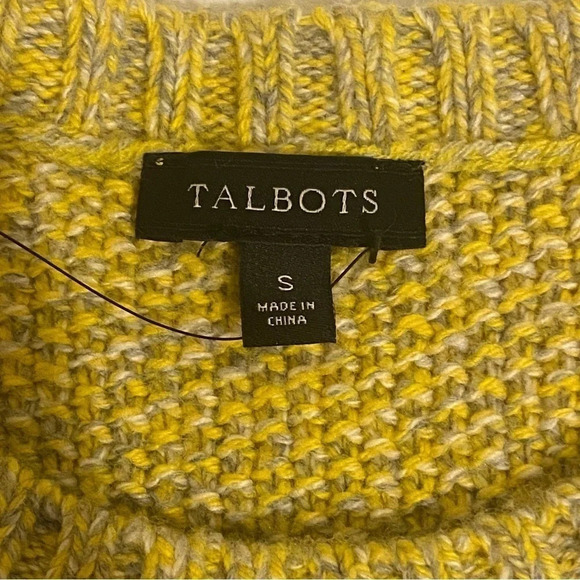 TALBOTS Merino Wool Blend Cable Knit Sweater Size S Gold/Yellow Zip Hemline - Picture 7 of 10